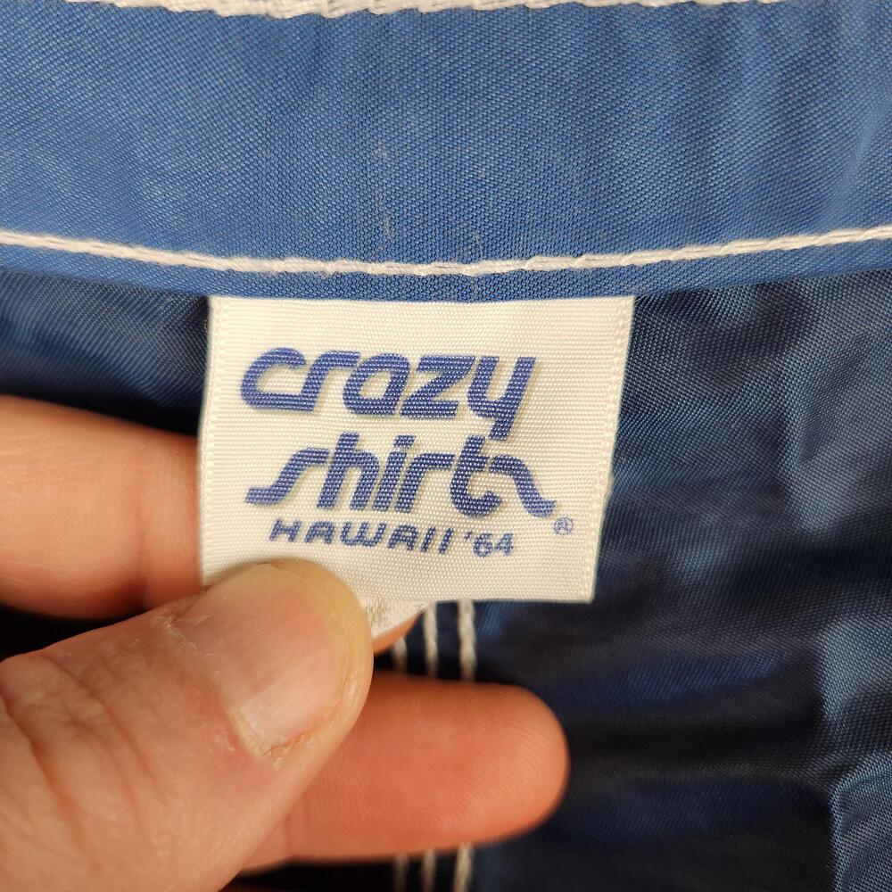 Crazy Shirts Shorts Mens Large Blue Board Shorts Drawstring Cargo Made in USA
